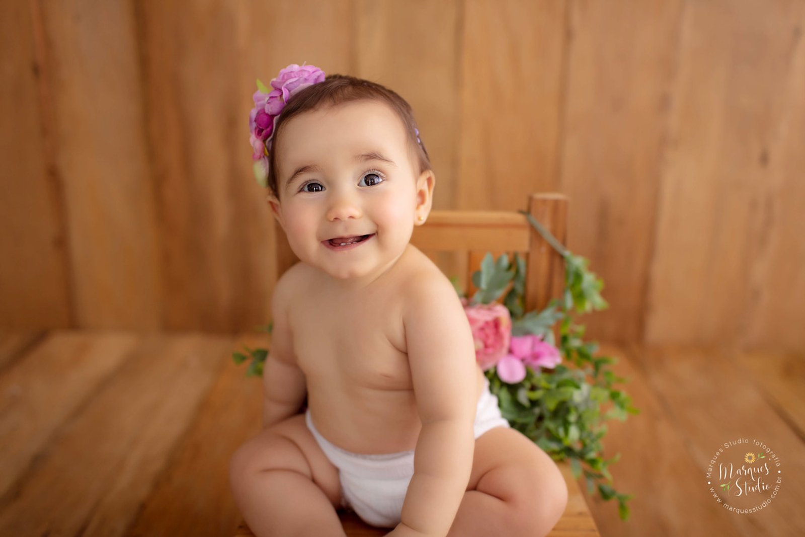Ensaio de bebê de 9 meses em estúdio